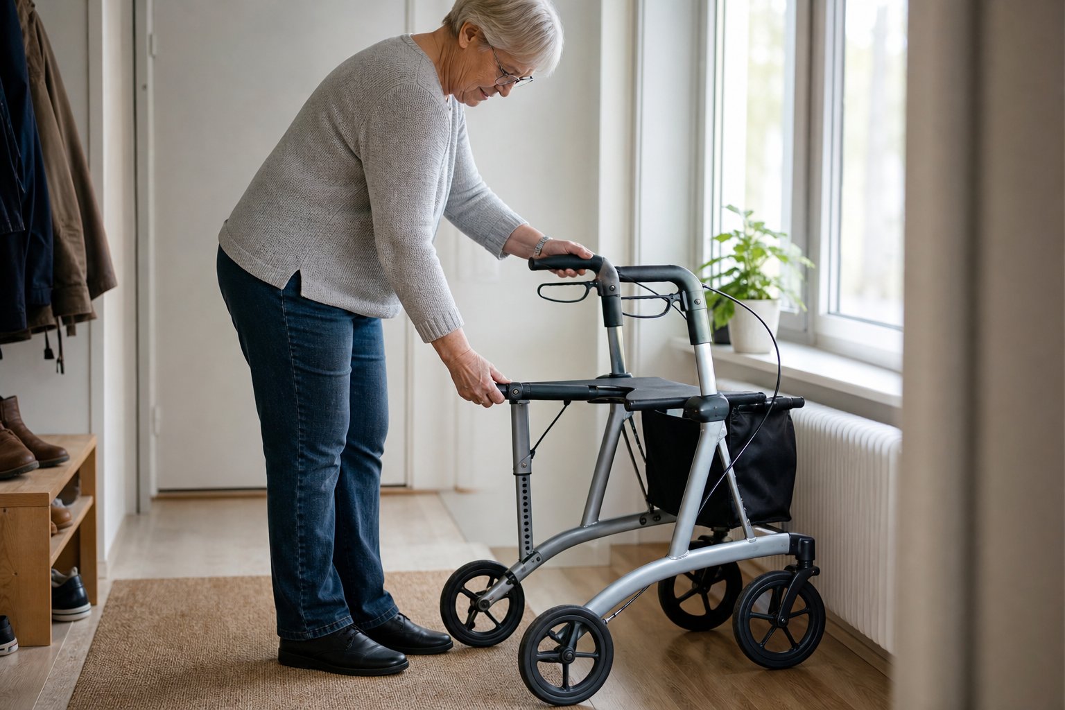 Ställ in rätt höjd på rollatorn