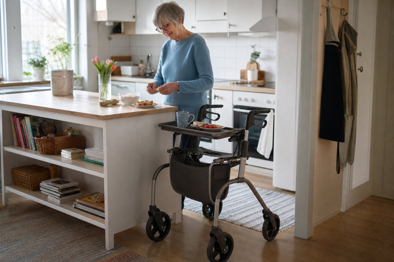 Rollator med bricka – för dig som vill bära med dig hemma